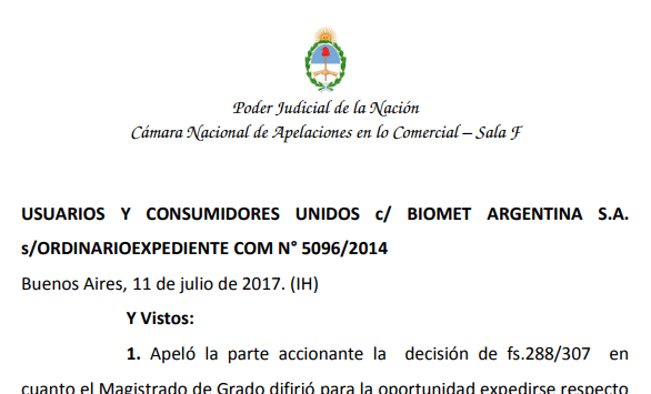 La justicia ordena medidas de publicidad para convocar a afectados por la empresa BIOMET
