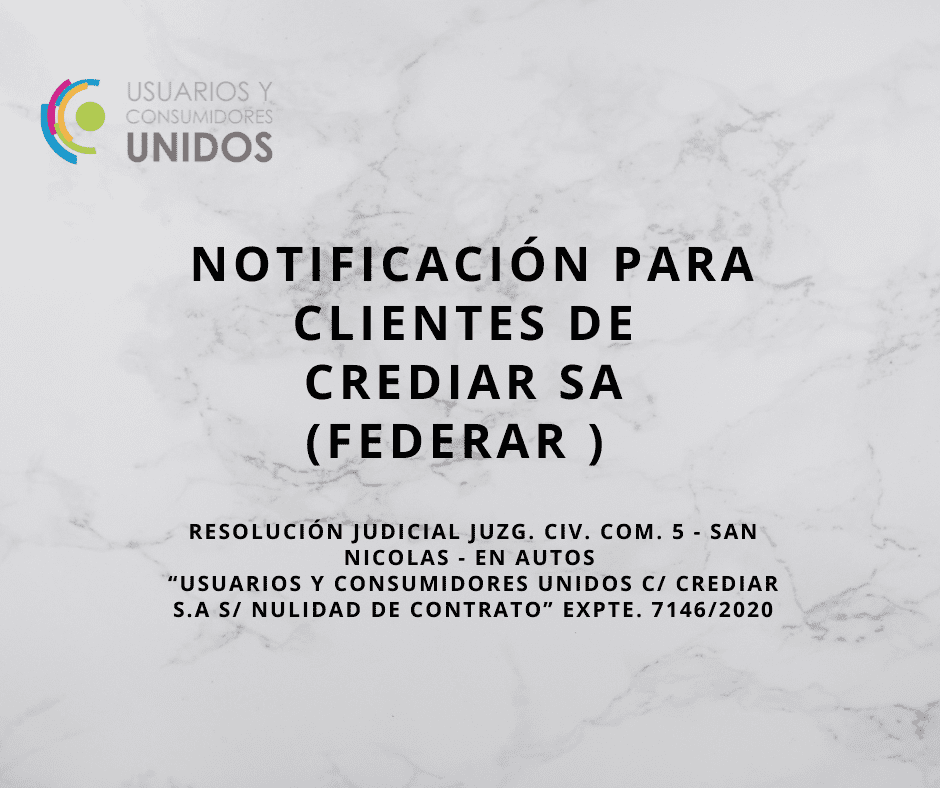 Atención clientes de CREDIAR SA - Acción colectiva iniciada por UCU.